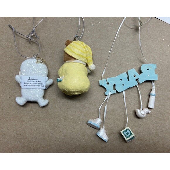 Three Baby Boy Ornaments Lot of 3 Assorted - Picture 3 of 5